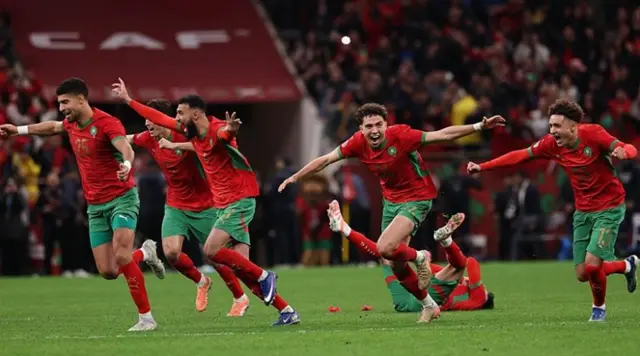 Jogadores da seleção do Marrocos em campo