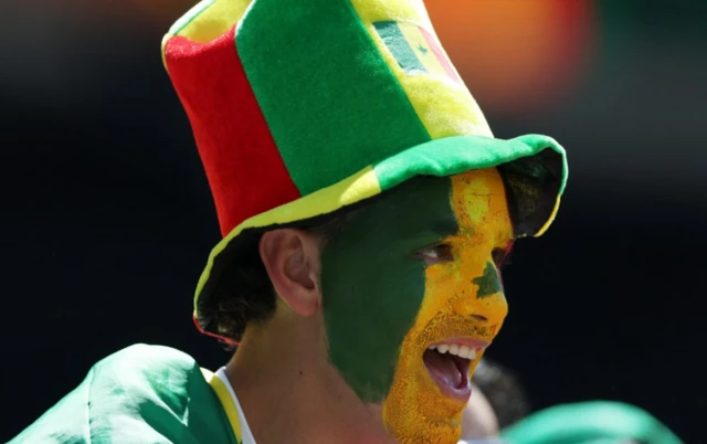 Un supporter sénégalais à l'intérieur du stade