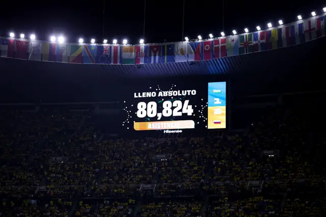 La asistencia en la pantalla del estadio