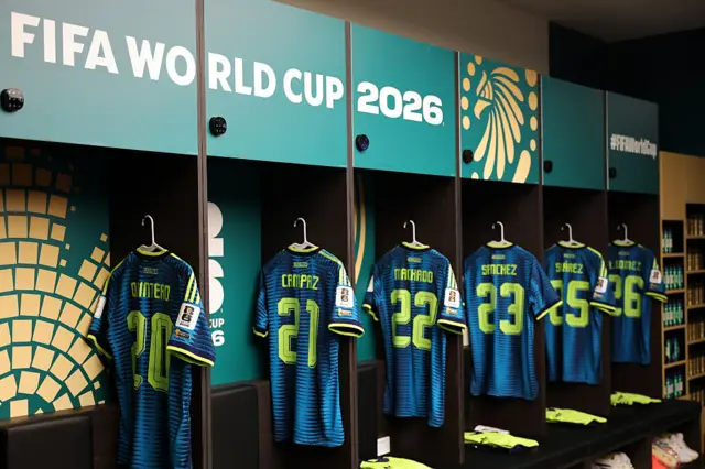 Las camisetas en el vestuario de Colombia