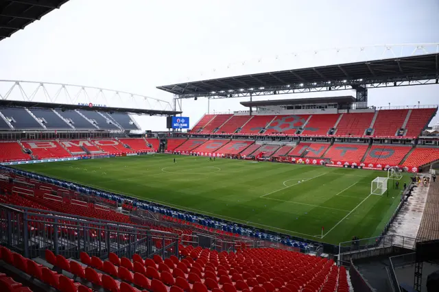 Vue générale du BMO Field avant un match amical international entre Haïti et l'Islande le 31 mars 2026 à Toronto, en Ontario, au Canada.