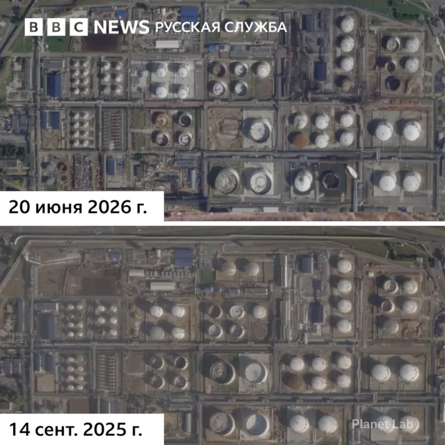 два спутниковых снимка Московского НПЗ