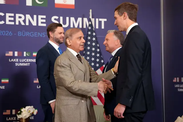 دیدار هیئت آمریکایی با شهباز شریف، نخست‌وزیر پاکستان که نقش میانجی را بازی می‌کند