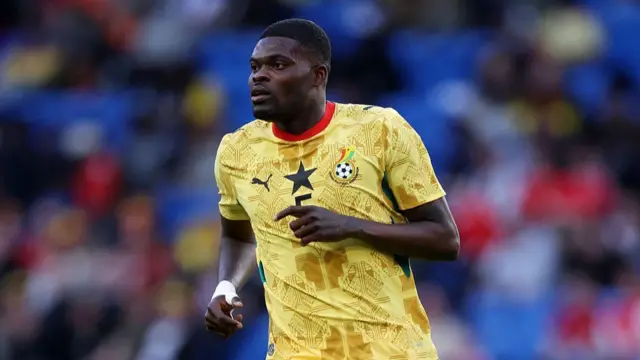 Thomas Partey, du Ghana, lors du match amical international opposant le Pays de Galles au Ghana au Cardiff City Stadium, le 2 juin 2026 à Cardiff, au Pays de Galles