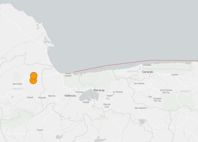 Mapá del epicentro de los terremotos