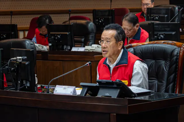 國防部長顧立雄10日下午視導國防部災害應變中心。