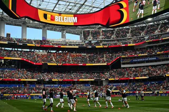 Jugadores de Bélgica en el calentamiento