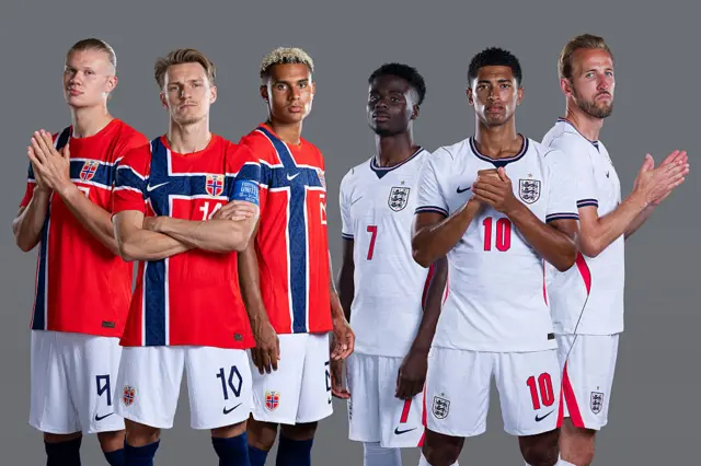 Jugadores de Noruega e Inglaterra