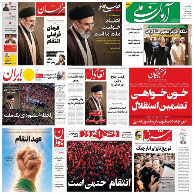 صفجه اول روزنامه های یکشنبه