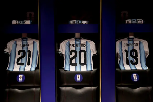 Camisetas de Argentina en el vestuario
