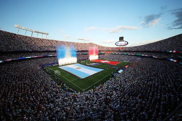 Una vista del estadio de Kansas City
