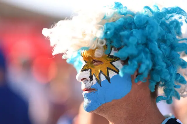 Un hincha argentino con la cara pintada en Kansas City