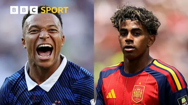 Una imagen compuesta de Mbappé y Yamal