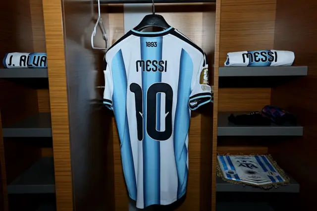 La camiseta de Messi en el vestuario
