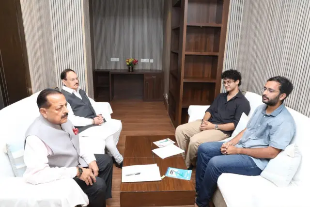 કેન્દ્રીય મંત્રી જેપી નડ્ડા, જિતેન્દ્રસિંહ અને સીજેપી પ્રવક્તા આશુતોષ રાંકા અને સૌરવ દાસ