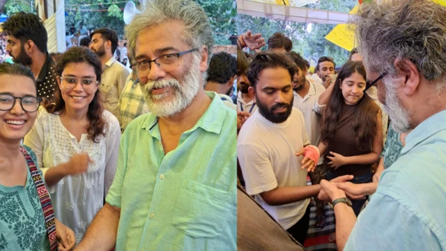दीपांकर भट्टाचार्य प्रदर्शनकारियों से मिलते हुए