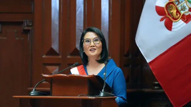 Keiko Fujimori durante su discurso ante el Congreso.