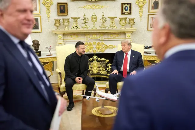 Зеленский и Трамп на встрече в Белом доме в Вашингтоне 28 июля