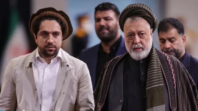محمد محقق، رهبر «حزب وحدت اسلامی مردم افغانستان» و احمد مسعود، رهبر «جبهه مقاومت ملی افغانستان»