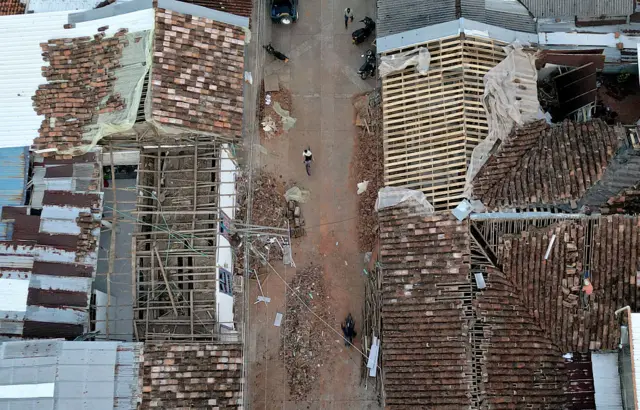 Daños por el terremoto en El Cairo, Valle.