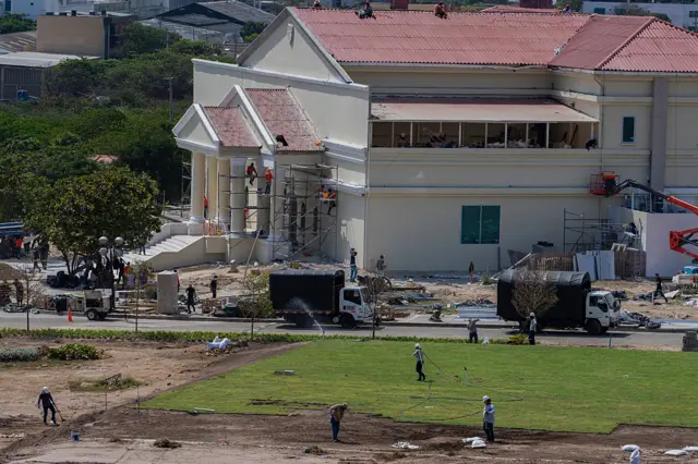 Obras de construcción y remodelación en el Batallón Paraíso de Barranquilla, Colombia, el lunes 3 de agosto de 2026. El presidente electo Abelardo de la Espriella está transformando la antigua instalación militar en su oficina presidencial alterna en la región.