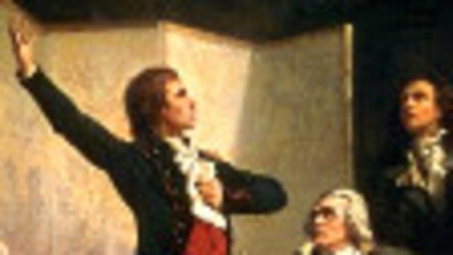 Руже де Лилль впервые исполняет "Марсельезу" в доме страсбургского губернатора 26 апреля 1792 года (картина Исидоре Пилса, 1849 год)