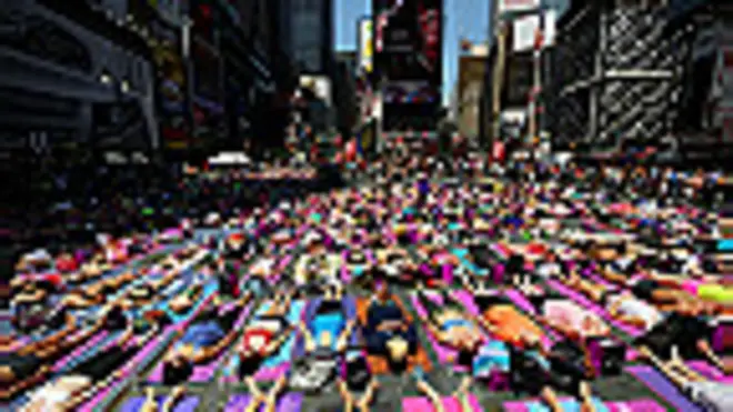 Yoga en Times Square