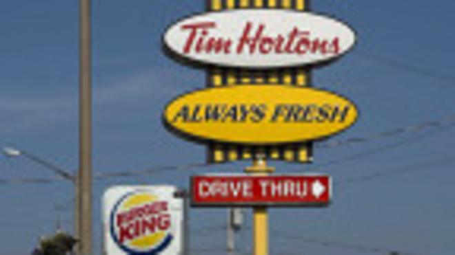 Signos de Burger King y Tim Hortons en Lower Sackville, Nova Scotia