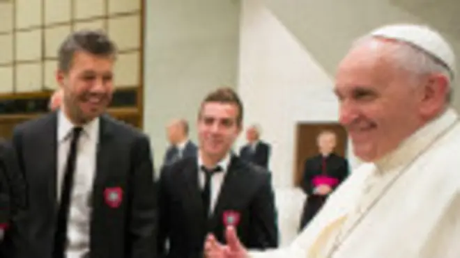Jugadores de San Lorenzo con el Papa