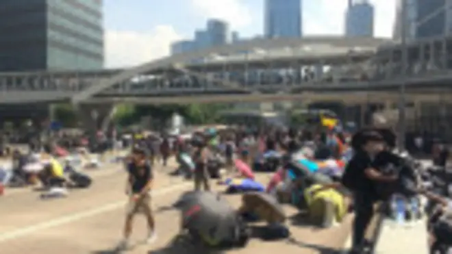 香港「佔中」示威第二天（BBC中文網記者陳志芬拍攝，29/09/2014）