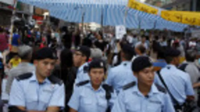 香港親中示威者反對佔中行動