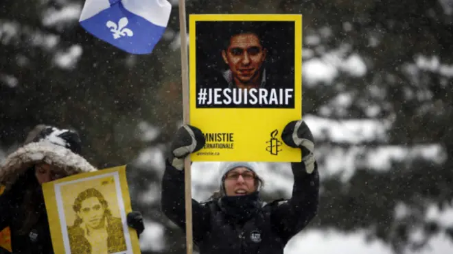 Unjuk rasa mendukung Raif Badawi