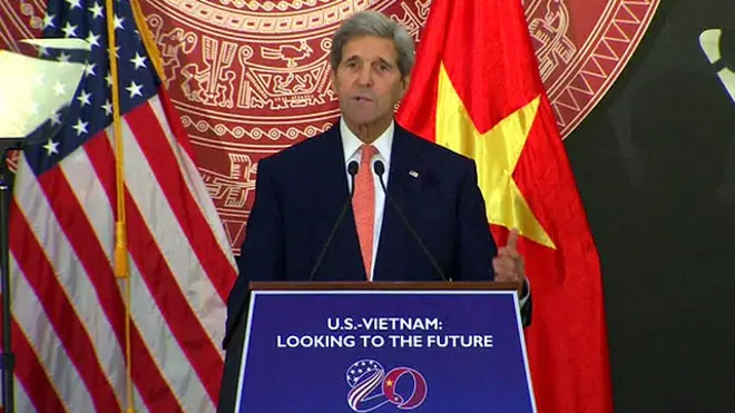 Ngoại trưởng Mỹ John Kerry phát biểu tại họp báo ở Hà Nội ngày 7/8/2015