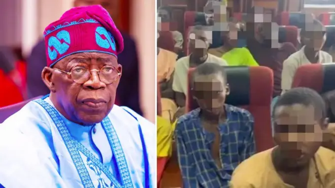 Collage of Nigeria president Bola Tinubu and minors arraigned by police
