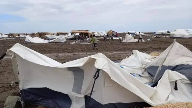 ካብ ትግራይ ዝተመዛበሉ ዝነብሩሉ መዓስከር ተነድባ ብሓያል ዝናብ ዓንዩ