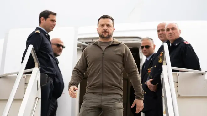 President Zelensky arrived in Rome on Saturday morning amid a huge security operation