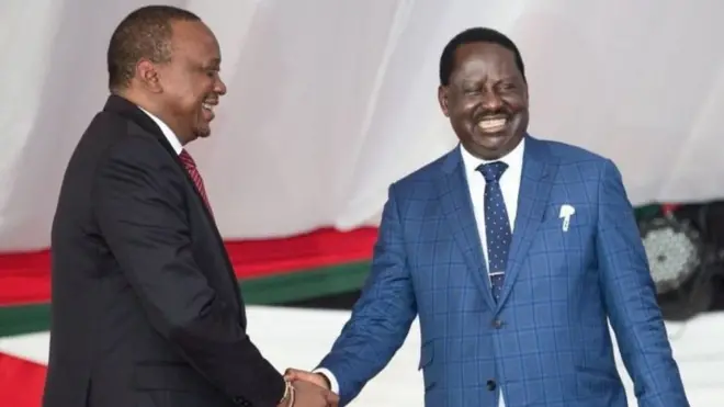 Rais Uhuru Kenyatta na mpinzani wake wa kisiasa, Raila Odinga