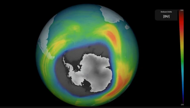 ภาพจำลองรูโหว่ชั้นโอโซนขนาดยักษ์ ที่ค้นพบล่าสุดเหนือทวีปแอนตาร์กติกา