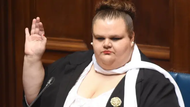 Michelle Suárez el día en que asumió como senadora.