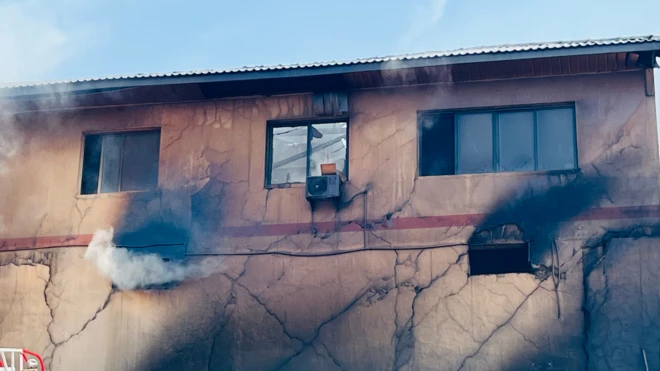 Ravaged building from the fire