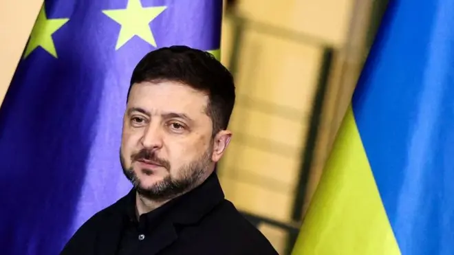 Владимир Зеленский во время пресс-конференции в Берлине