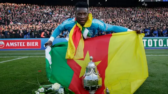 André Onana with Cameroon flag