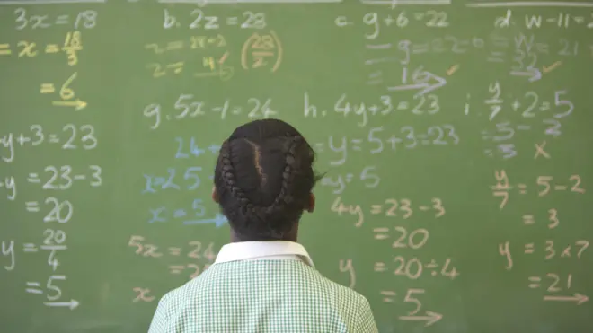 Female student back camera, face board