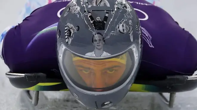 Władysław Heraskevych z Ukrainy podczas treningu mężczyzn na Zimowych Igrzyskach Olimpijskich Milano‑Cortina 2026 w Cortinie d’Ampezzo, 10 lutego 2026 r.