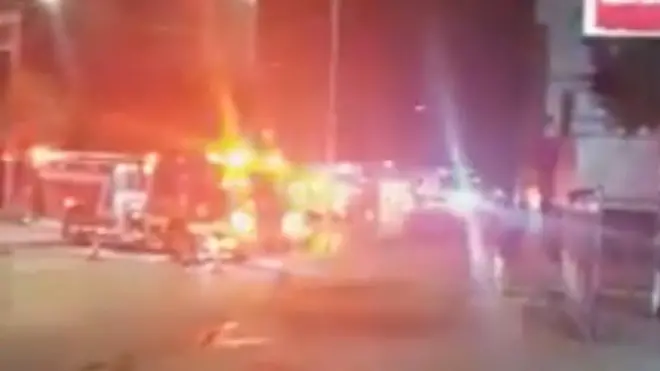 The fire service were called to the consulate after people were filmed burning papers in the courtyard