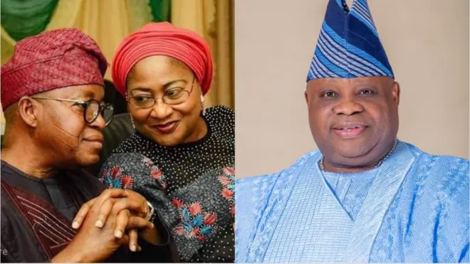 Aworan Gomina Gboyega Oyetọla, iyawo rẹ Kafayat ati Sẹnetọ Ademọla Adeleke