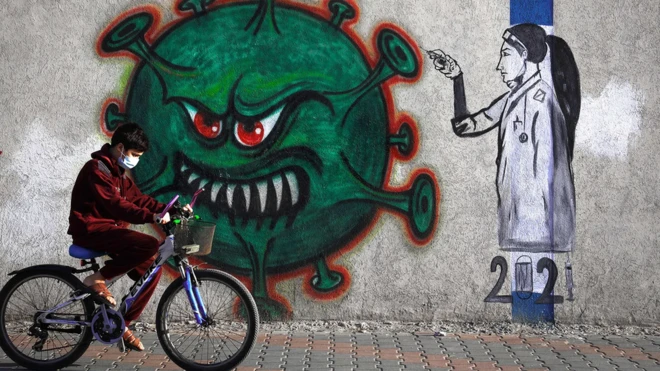 Fresque représentant le coronavirus