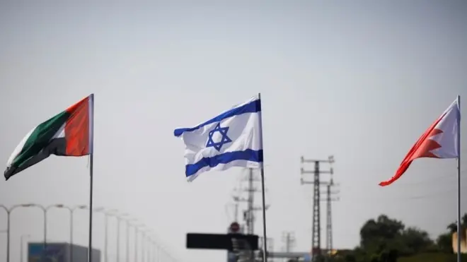 أعلام إسرائيل والبحرين والإمارات