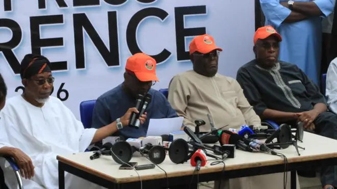 Ogbonge political leaders of ADC gada for dia World Press Conference on April 3, 2026