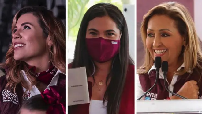 Las candidatas de Morena Marina del Pilar, Indira Vizcaíno y Lorena Cuéllar serán las próximas gobernadoras de Baja California, Colima y Tlaxcala.